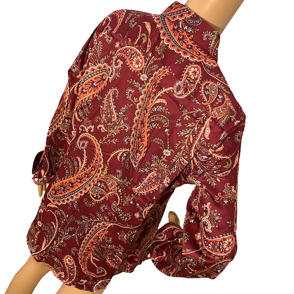 ๐ CHAPS BY RALPH LAUREN | NO IRON WINE MULTICOLOR PAISLEY BUTTON DOWN SHIRT L - Picture 5 of 16